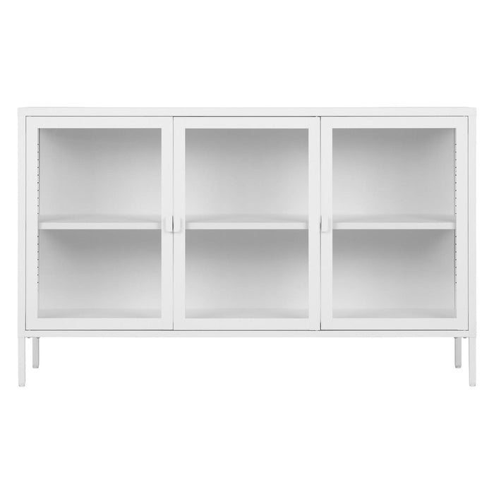 Nest of Nora Dressoir Ryka - met 3 glazen deuren 140x40x85 - Staal - Wit