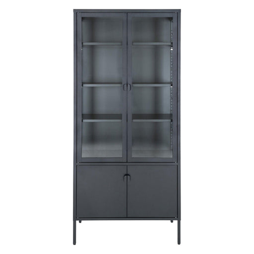 Nest of Nora Vitrinekast Ryka - met 4 deuren - Staal en glas 80x35x180 cm - Zwart