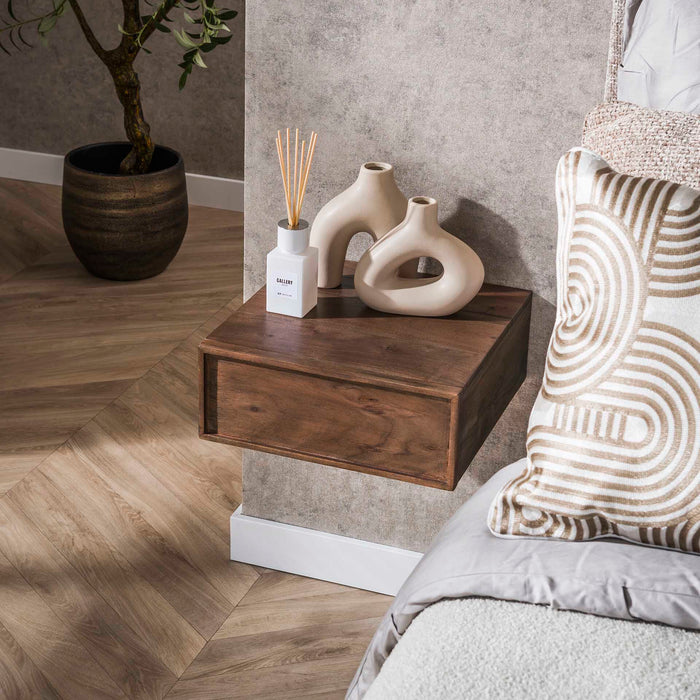 LifestyleFurn Zwevend Nachtkastje Baila Acaciahout - Massief acacia bruin