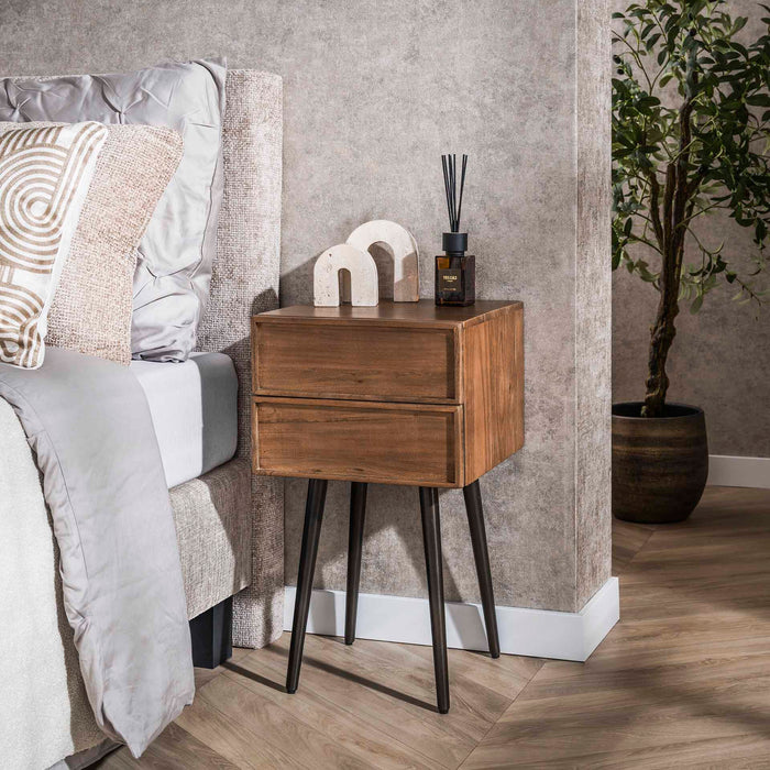 LifestyleFurn Nachtkastje Baila Acaciahout - Massief acacia bruin