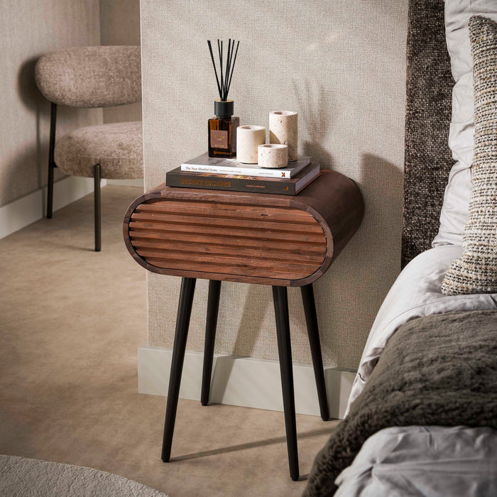 LifestyleFurn Nachtkastje Grady Acaciahout, Met 1 lade - Bruin