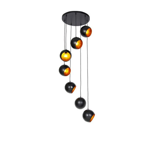 Hanglamp zwart goud 7-lichts - Crooked Cluster - ThatLyfeStyle