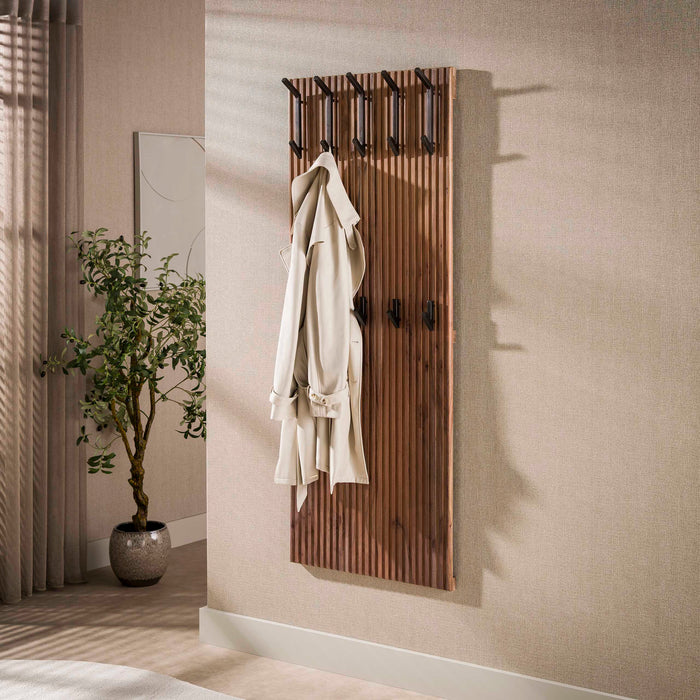 LifestyleFurn Kapstok Aruna Acaciahout, Met 10 haken - Bruin
