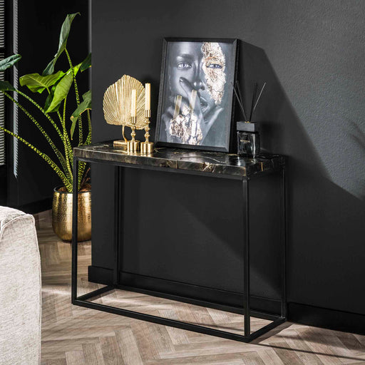 LifestyleFurn Sidetable 'Kaeo' Teakhout Zwart/Goud - ThatLyfeStyle