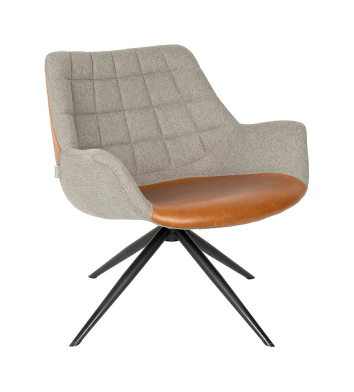Zuiver Draaifauteuil Doulton PU en stof - Grijs/Bruin