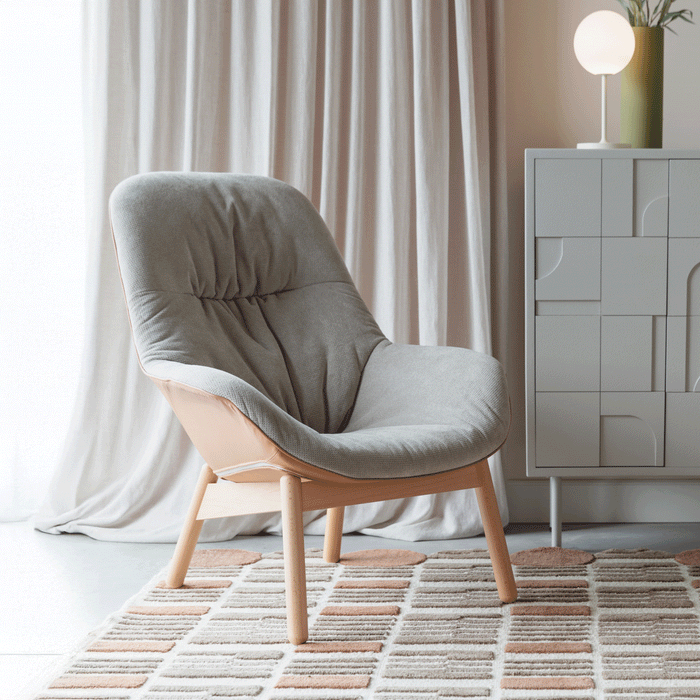 ZILT Fauteuil Latyra Lederlook en stof - Grijs