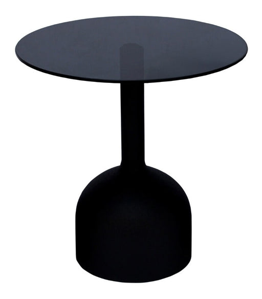 Brix Ronde Bijzettafel Isa Glas en staal, 55cm - Zwart