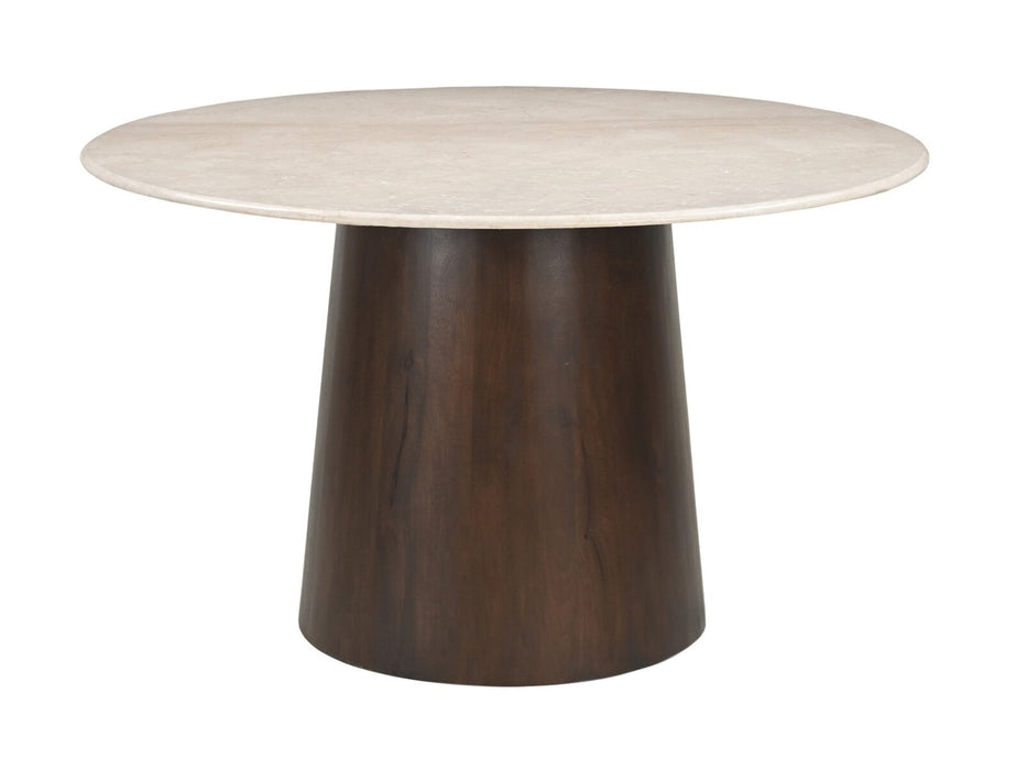 Sohome Ronde Eettafel Margred Marmer en mangohout, 130cm - Beige