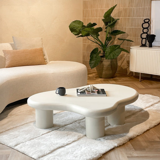 Brix Organische Salontafel Feline Beton Ciré, 120 x 88cm - Wit - ThatLyfeStyle