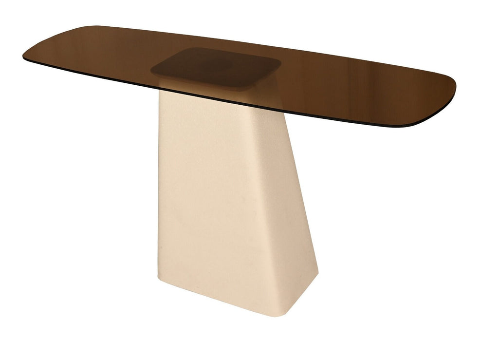 Brix Sidetable Mylon Glas en gecoat staal, 140cm - Beige