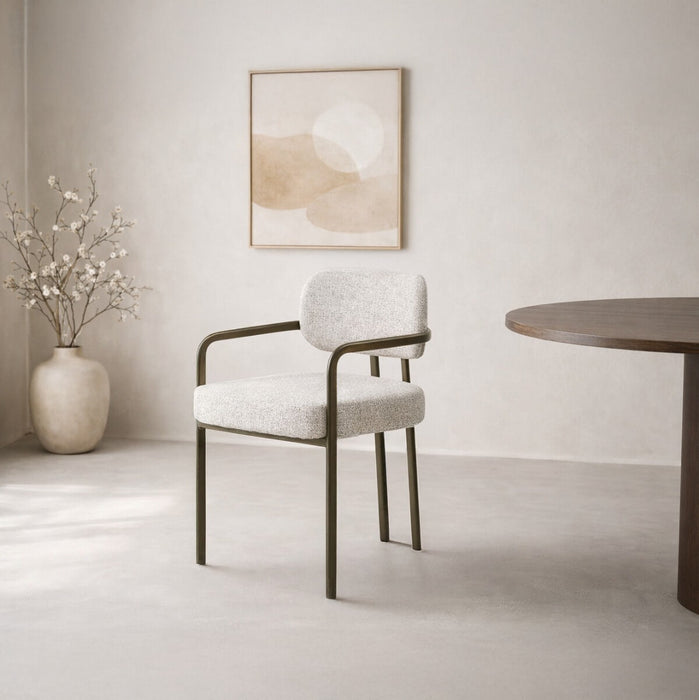 Livingfurn Eetkamerstoel Milan Geweven stof - Naturel - ThatLyfeStyle