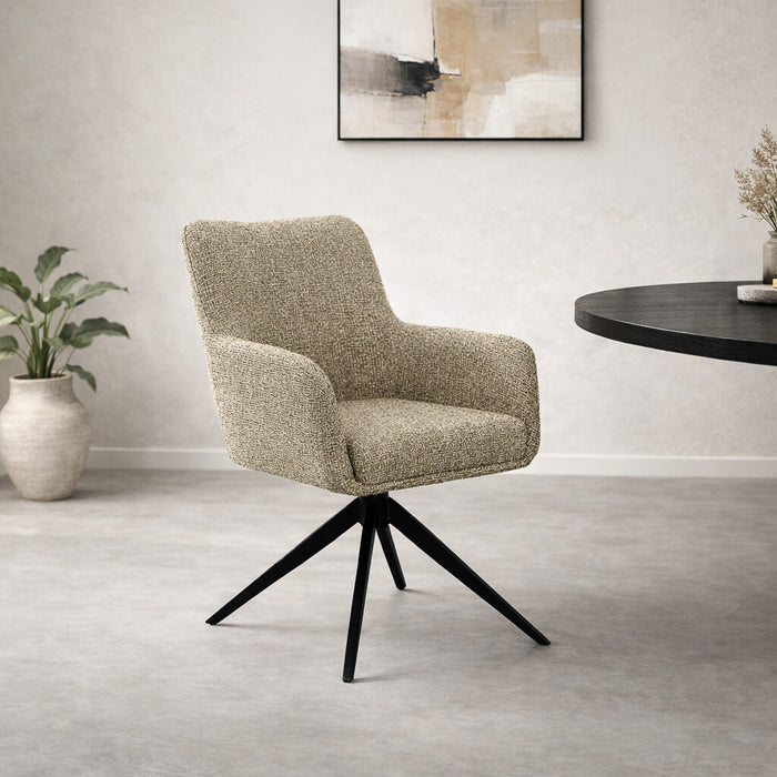 Livingfurn Draaibare Eetkamerstoel Tara Geweven stof - Beige