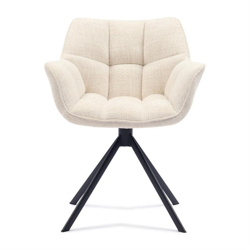 Rivièra Maison Draaibare Eetkamerstoel Carnaby Geweven stof - Ivory White