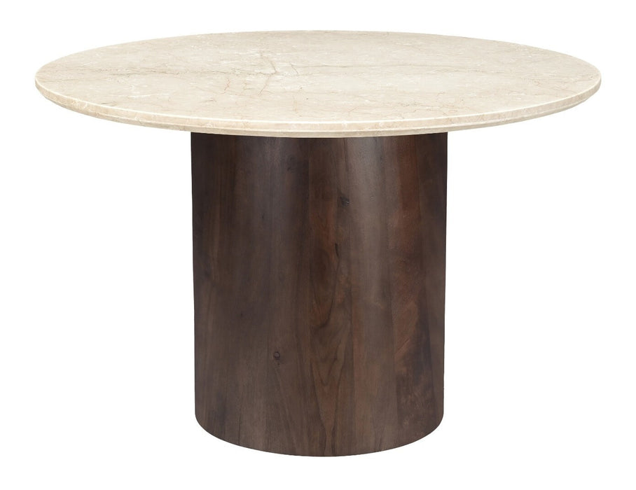 Brix Ronde Eettafel Bottecino Marmer & Mangohout, Ø120cm - Beige