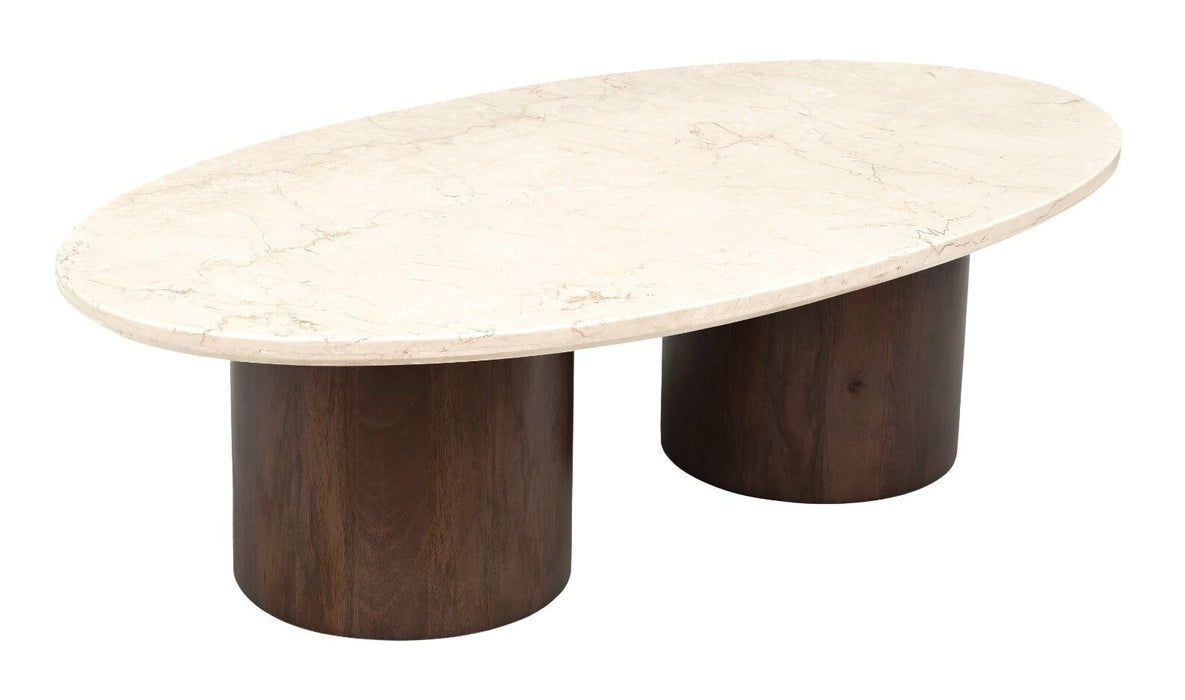 Brix Ovale Salontafel Duno Bottecino Marmer & Mangohout, 120 x 65cm - Beige - Ovaal