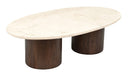 Brix Ovale Salontafel Duno Bottecino Marmer & Mangohout, 120 x 65cm - Beige - Ovaal