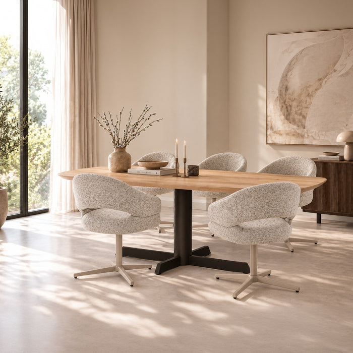 Livingfurn Deens Ovale Eettafel Sanremo Eiken, 220 x 105cm - Naturel - Ovaal