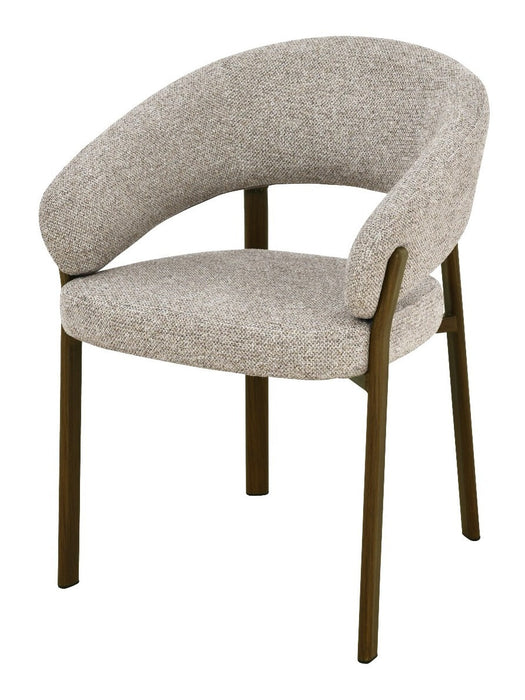 Livingfurn Eetkamerstoel Zhora met armleuning, Hush stof & Walnut - Beige