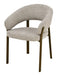 Livingfurn Eetkamerstoel Zhora met armleuning, Hush stof & Walnut - Beige