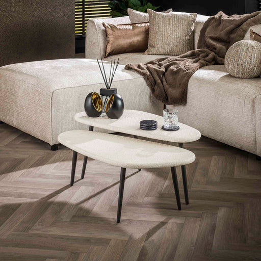 LifestyleFurn Organische Salontafel Zahira Marmercomposiet, Set van 2 stuks - Marmer composiet