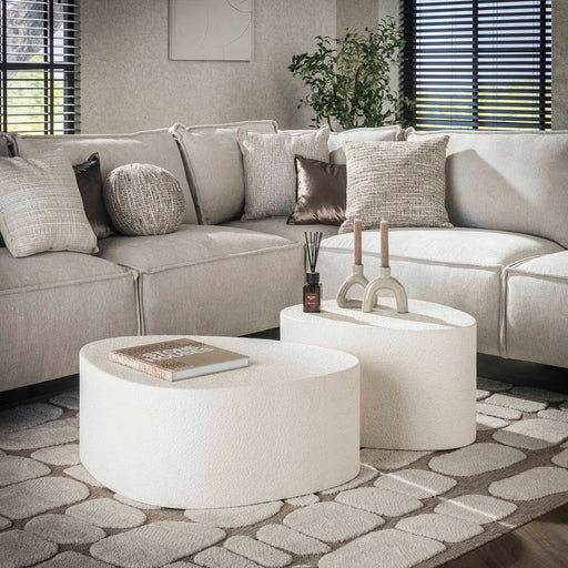 LifestyleFurn Organische Salontafel Candiss Marmer Composiet, Set van 2 stuks - Japandi