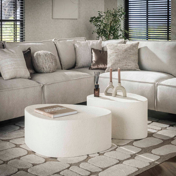 LifestyleFurn Organische Salontafel Candiss Marmer Composiet, Set van 2 stuks - Japandi