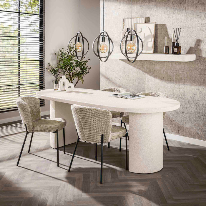 LifestyleFurn Ovale Eettafel Macie Marmercomposiet, 215 x 90cm - Marmer composiet - Ovaal