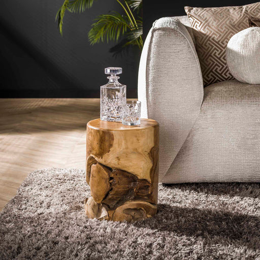 LifestyleFurn Ronde Bijzettafel Ryanne Teakhout, 30cm - Massief gerecycled teakhout