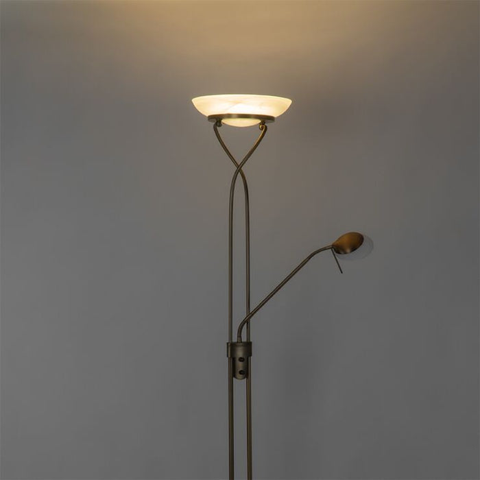 Vloerlamp brons LED dimmer leeslamp - Empoli