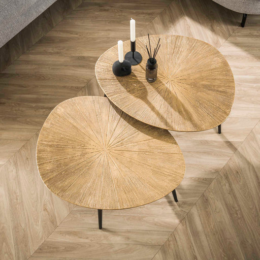 LifestyleFurn Organische Salontafel Miya Ray Metal, Set van 2 stuks - Brons ray metal