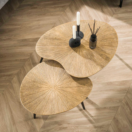 LifestyleFurn Organische Salontafel Miya Ray Metal, Set van 2 stuks - Brons ray metal - ThatLyfeStyle