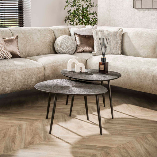 LifestyleFurn Organische Salontafel Teara Ray Metal finish, Set van 2 stuks - Brons donkerbruin - ThatLyfeStyle