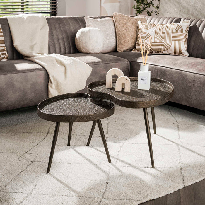 LifestyleFurn Organische Salontafel Ananda Brons Liquid, Set van 2 stuks - ThatLyfeStyle