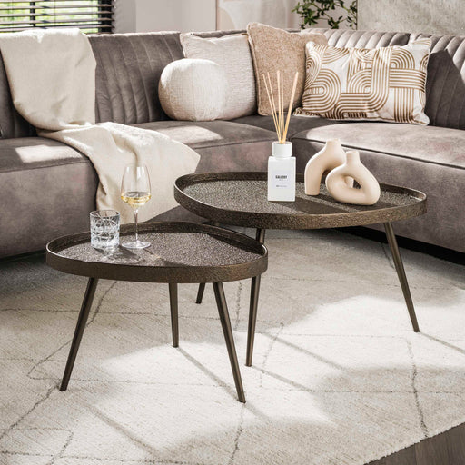LifestyleFurn Driehoekige Salontafel Ananda Brons Liquid, Set van 2 stuks - Organisch - ThatLyfeStyle
