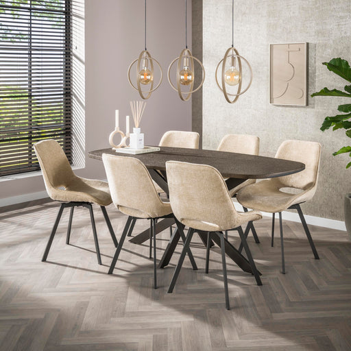 LifestyleFurn Ovale Eettafel Shakira Liquid Metal, 180 x 90cm - Brons - Ovaal - ThatLyfeStyle