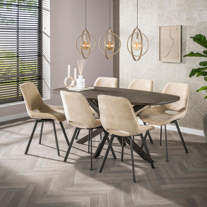 LifestyleFurn Ovale Eettafel Shakira Liquid Metal, 180 x 90cm - Brons - Ovaal