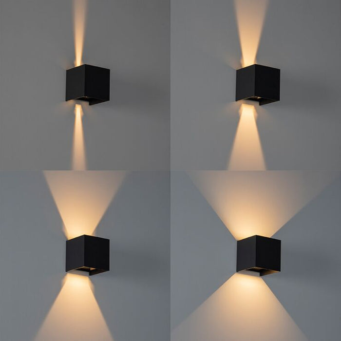 Buiten wandlamp zwart LED 2-lichts IP54 - Edwin