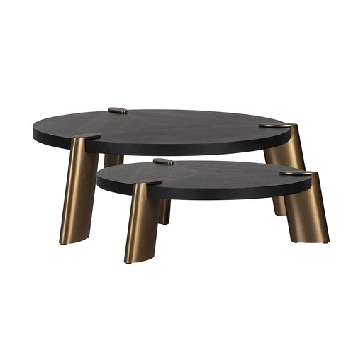 Richmond Ronde Salontafel Brody Eiken, Set van 2 stuks - Goud - ThatLyfeStyle