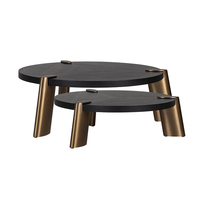 Richmond Ronde Salontafel Brody Eiken, Set van 2 stuks - Goud