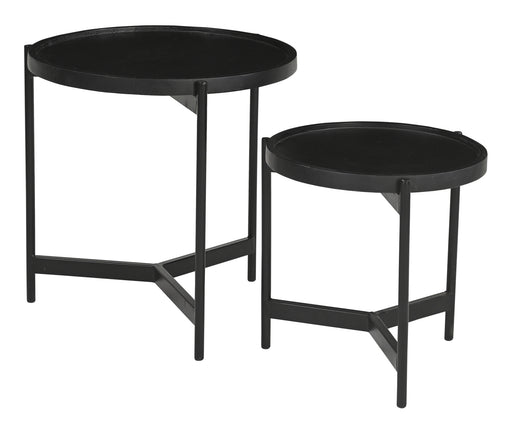 Artistiq Ronde Bijzettafel Davona Mangohout, Set van 2 stuks - Zwart - ThatLyfeStyle