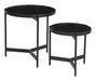 Artistiq Ronde Bijzettafel Davona Mangohout, Set van 2 stuks - Zwart - ThatLyfeStyle