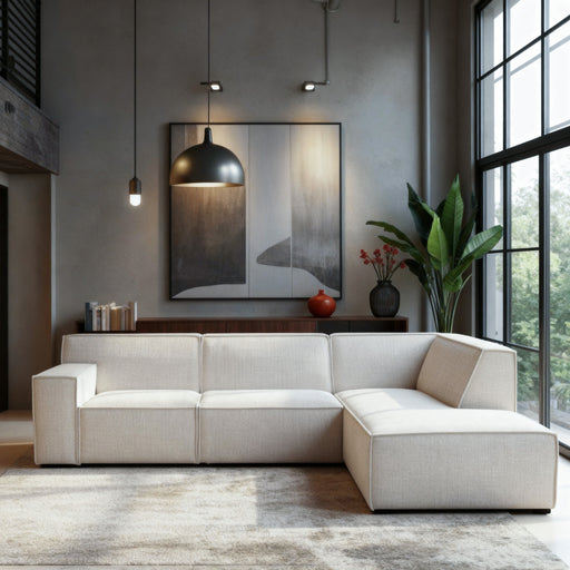 BASE 3-zits Hoekbank Sophan Rechts, 285cm, Cremona stof - Beige - ThatLyfeStyle
