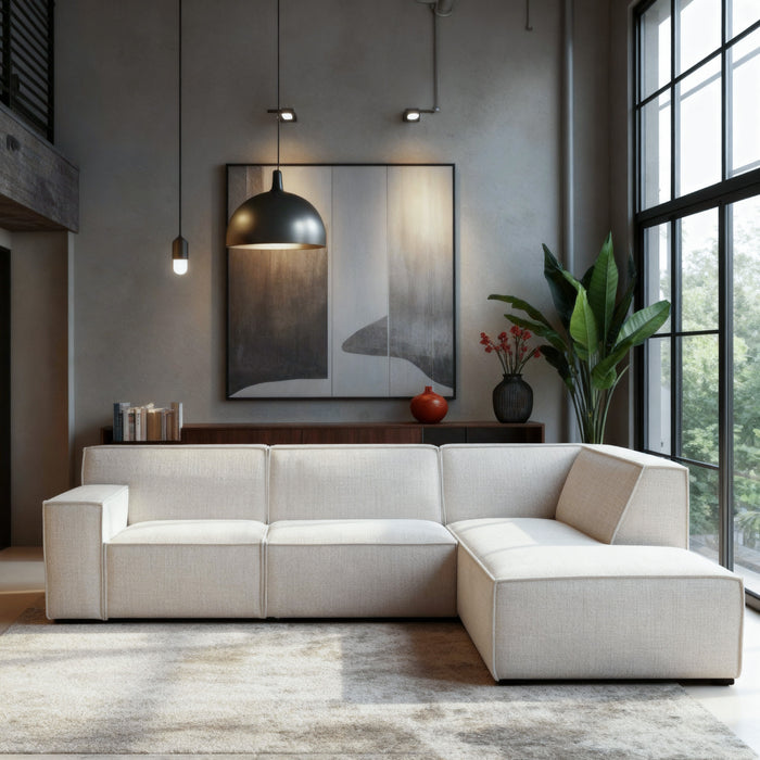 BASE 3-zits Hoekbank Sophan Rechts, 285cm, Cremona stof - Beige - ThatLyfeStyle