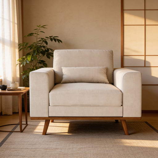 BASE Fauteuil Kirstan Grande stof - Beige - ThatLyfeStyle