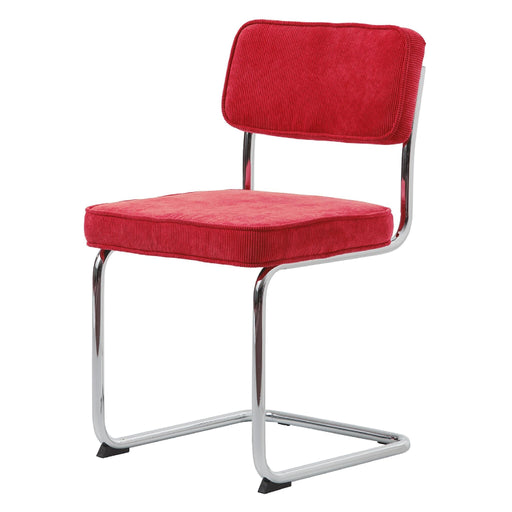 Set van 4 - Nest of Nora Eetkamerstoelen Adam - Ribstof met chroom poten - Rood