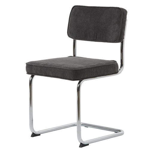 Set van 4 - Nest of Nora Eetkamerstoelen Adam - Ribstof met chroom poten - Grijs