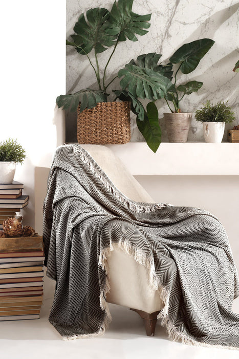 Plaid Will Asir 210x170 zwart geruit katoen - ThatLyfeStyle