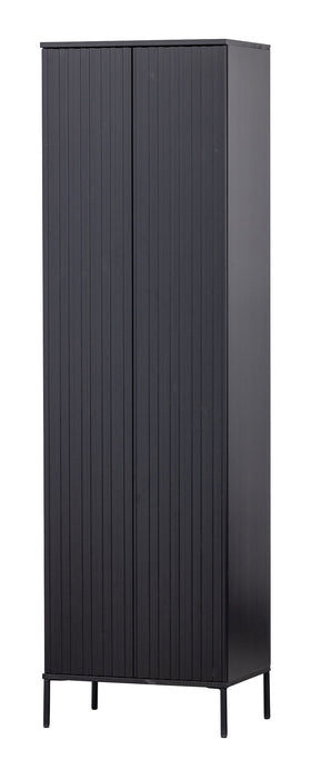 WOOOD Exclusive Opbergkast New Gravure Grenen, 210 x 60cm - Zwart - Japandi