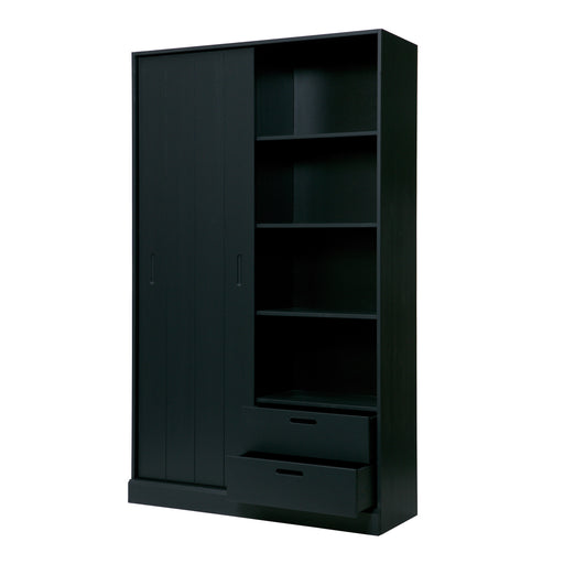 WOOOD Opbergkast Move Grenenhout, 200 x 120cm - Matzwart