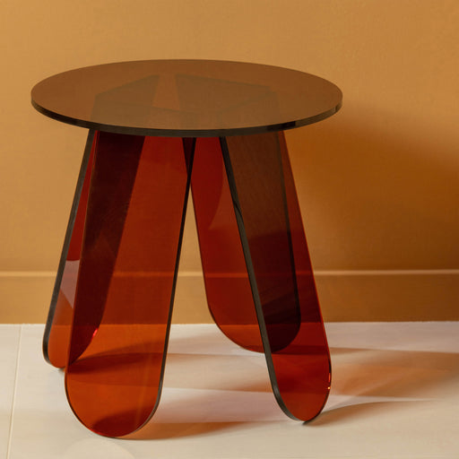 WOOOD Exclusive Ronde Bijzettafel Walt Acryl, 40cm - Warm Bruin